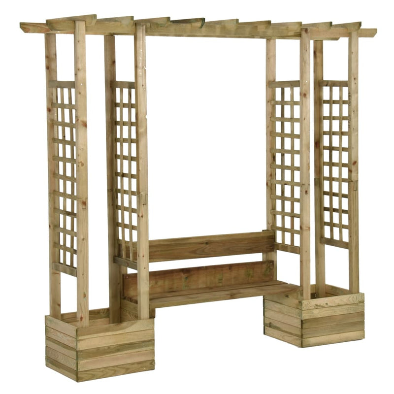 Load image into Gallery viewer, VidaXL Pergola met bank en plantenbakken geïmpregneerd grenenhout
