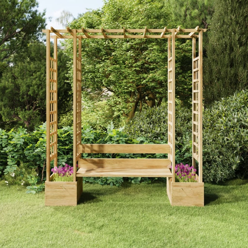 Load image into Gallery viewer, VidaXL Pergola met bank en plantenbakken geïmpregneerd grenenhout

