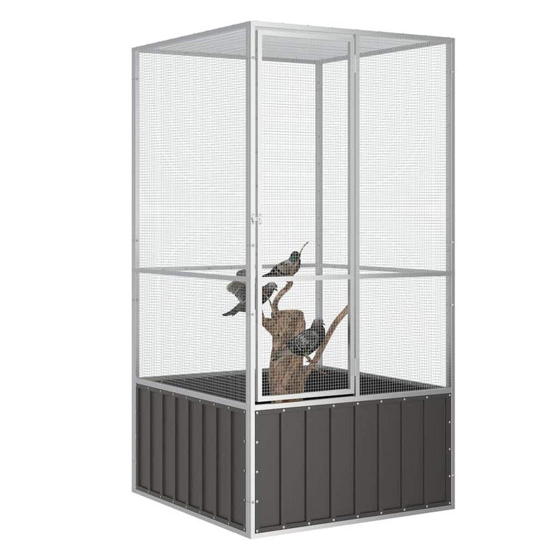 Load image into Gallery viewer, Vidaxl vogelkooi 111x107x211,5 cm gegalvaniseerd staal antracietkleur
