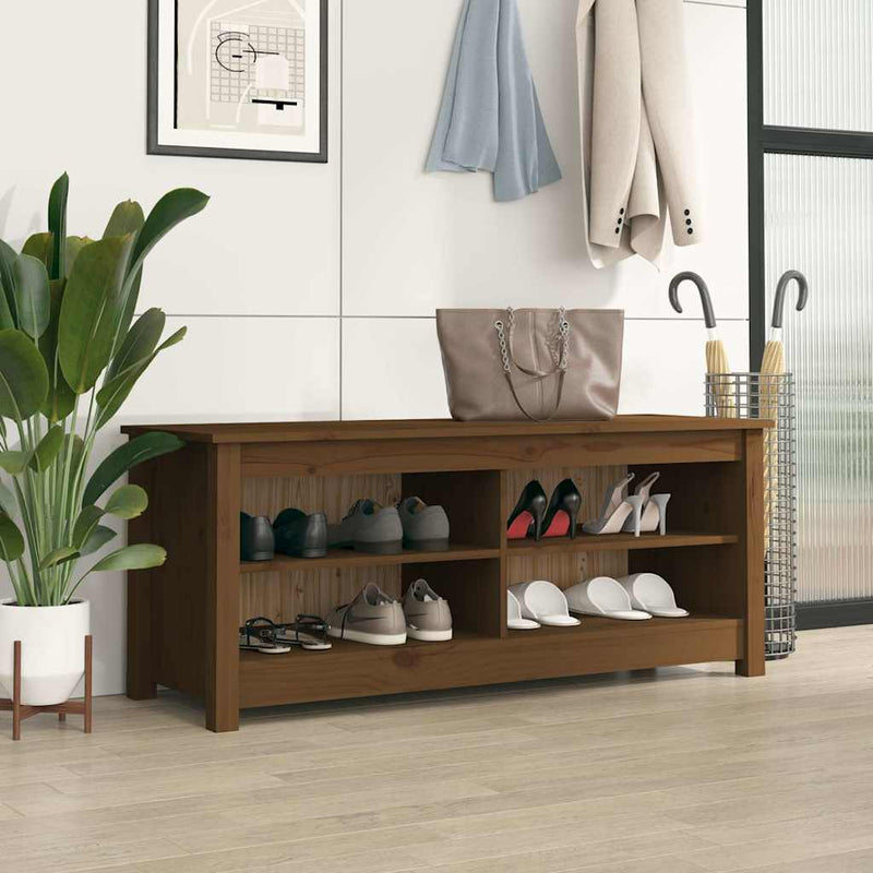 Load image into Gallery viewer, Vidaxl schoenenbank 110x38x45,5 cm massief grenenhout honingbruin
