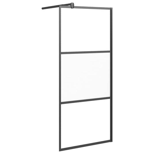 Vidaxl inloopdouchewand 90x195 cm halfmat esg-glas zwart