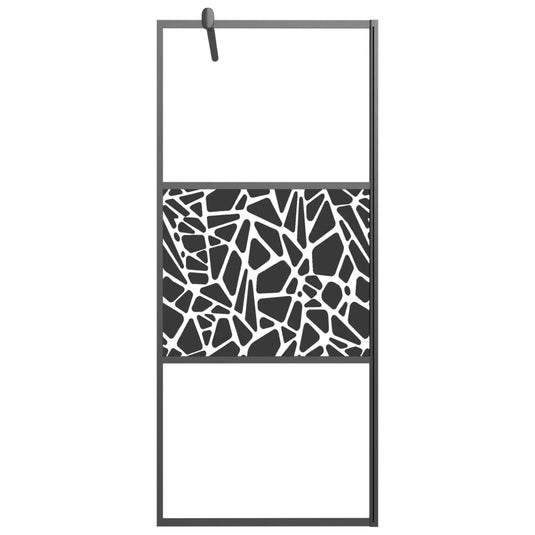 Vidaxl inloopdouchewand met stenenmotief 80x195 cm esg-glas zwart