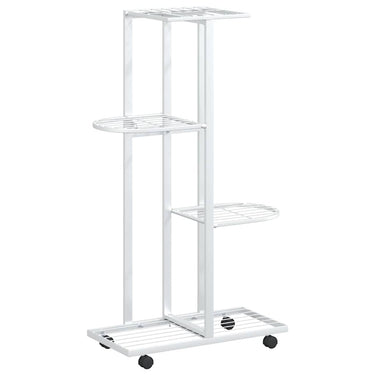 Vidaxl bloemenstandaard met wielen 4-laags 44x23x80 cm ijzer wit