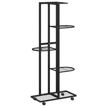 Vidaxl bloemenstandaard met wielen 5-laags 44x23x100 cm ijzer zwart