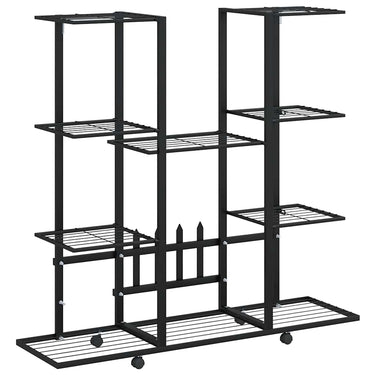 Vidaxl bloemenstandaard met wielen 94,5x24,5x91,5 cm ijzer zwart