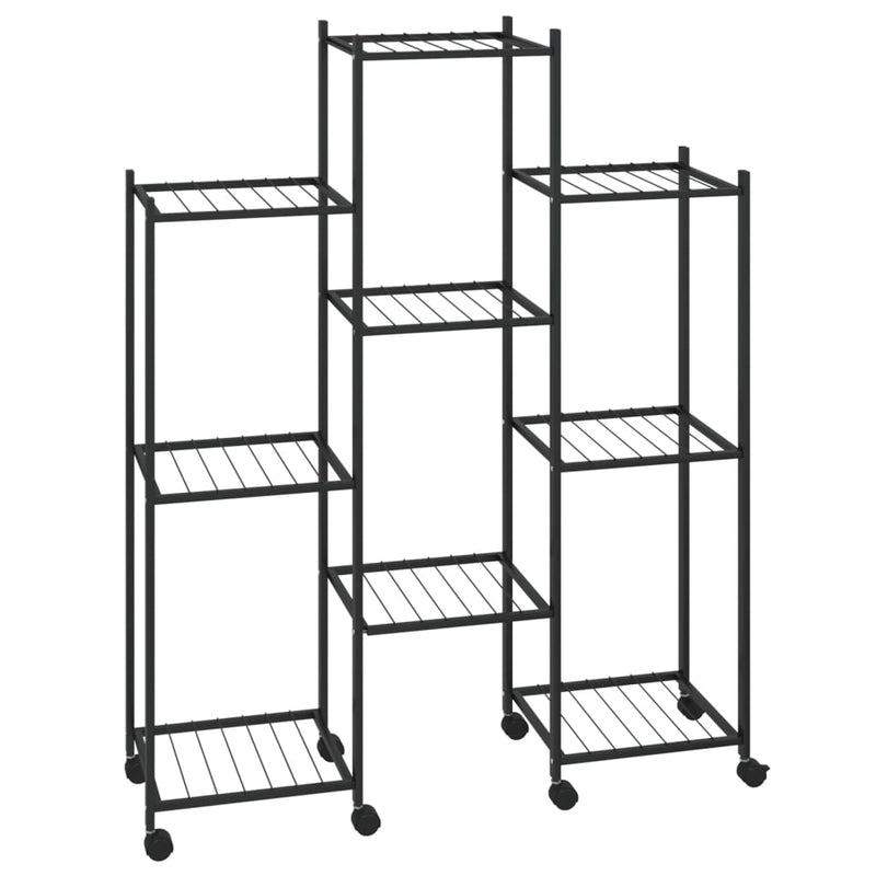 Load image into Gallery viewer, Vidaxl bloemenstandaard met wielen 83x25x103,5 cm ijzer zwart
