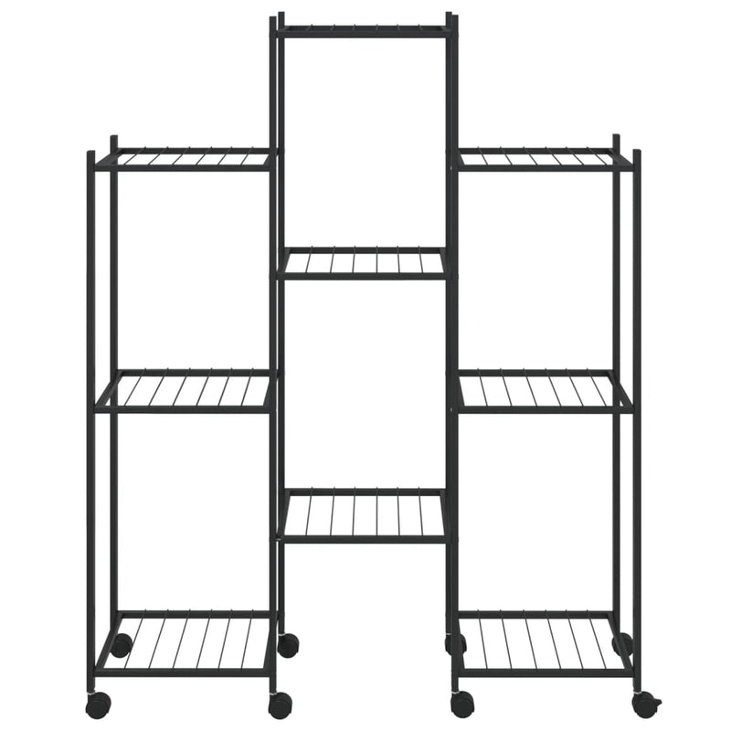 Load image into Gallery viewer, Vidaxl bloemenstandaard met wielen 83x25x103,5 cm ijzer zwart
