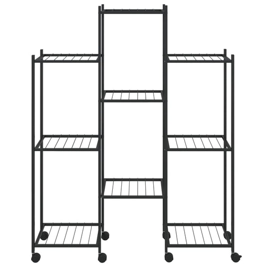 Vidaxl bloemenstandaard met wielen 83x25x103,5 cm ijzer zwart