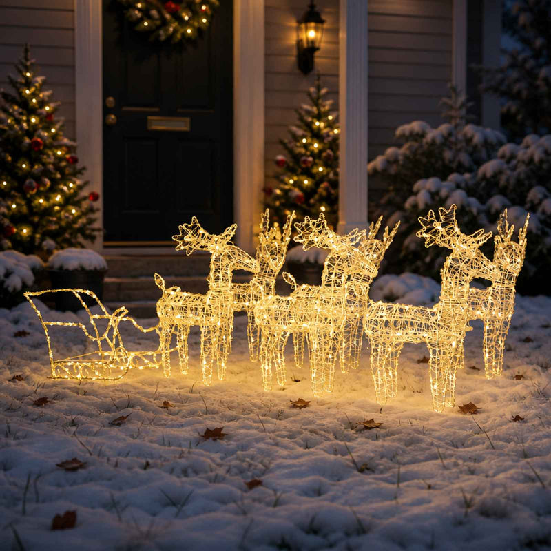 Load image into Gallery viewer, Vidaxl kerstversiering rendieren en slee 320 led's acryl

