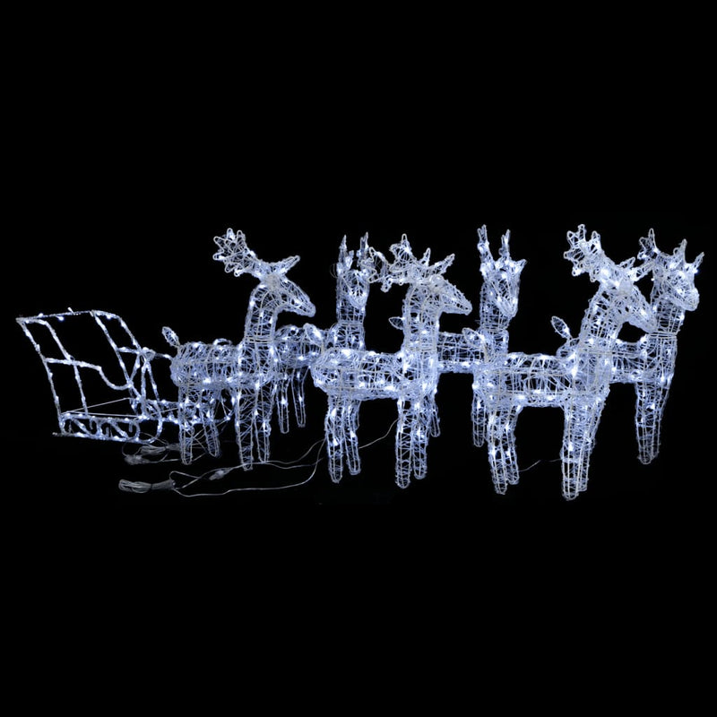 Load image into Gallery viewer, VidaXL Kerstversiering rendieren en slee 320 LED's acryl
