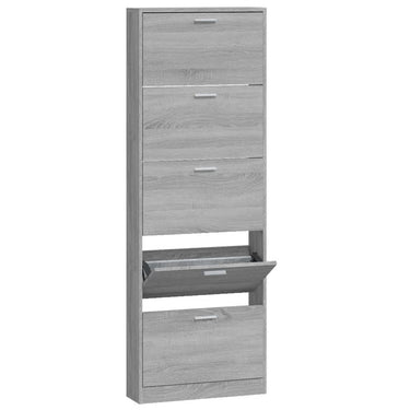 Vidaxl schoenenkast 59x17x169 cm bewerkt hout grijs sonoma eikenkleur