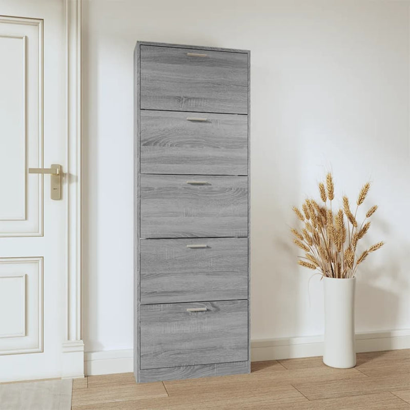 Load image into Gallery viewer, Vidaxl schoenenkast 59x17x169 cm bewerkt hout grijs sonoma eikenkleur
