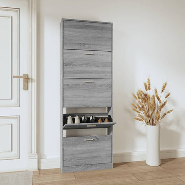Vidaxl schoenenkast 59x17x169 cm bewerkt hout grijs sonoma eikenkleur