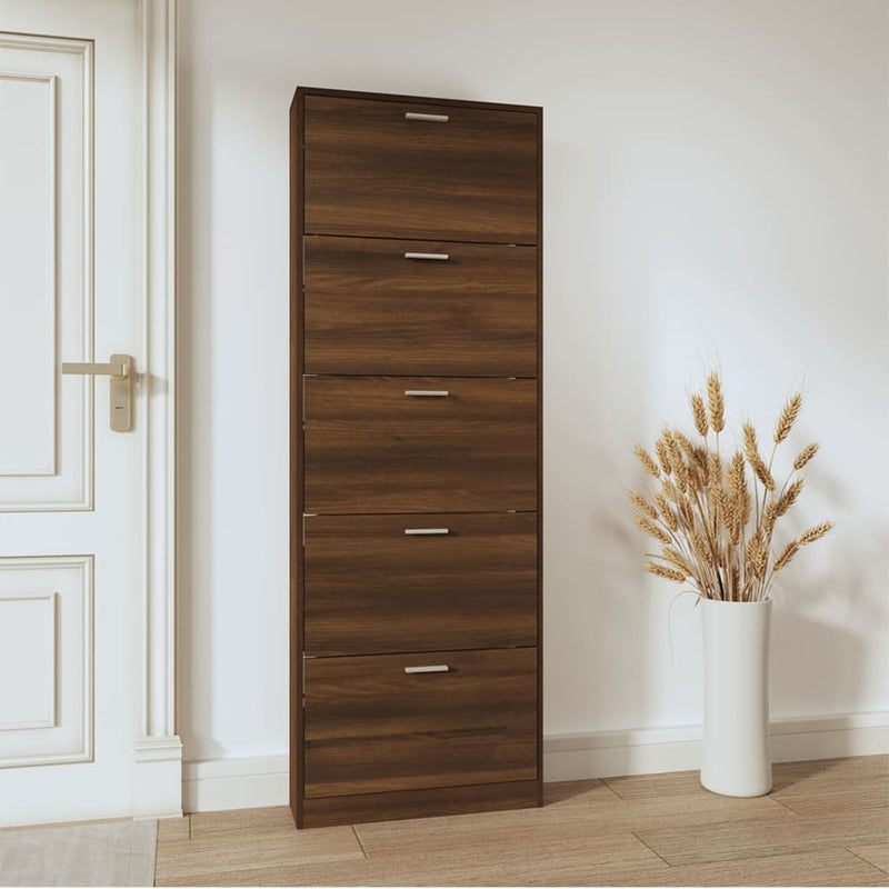 Load image into Gallery viewer, Vidaxl schoenenkast 59x17x169 cm bewerkt hout bruin eikenkleur
