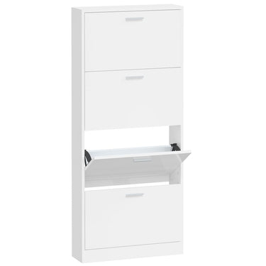 Vidaxl schoenenkast 59x17x150 cm bewerkt hout hoogglans wit