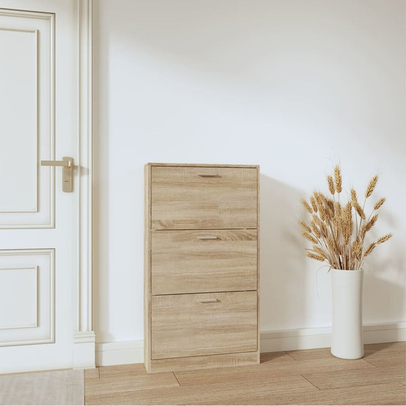 Load image into Gallery viewer, Vidaxl schoenenkast 59x17x108 cm bewerkt hout eikenkleurig
