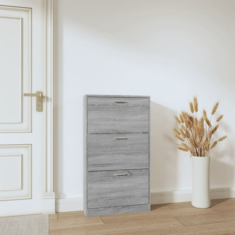 Load image into Gallery viewer, Vidaxl schoenenkast 59x17x108 cm bewerkt hout grijs sonoma
