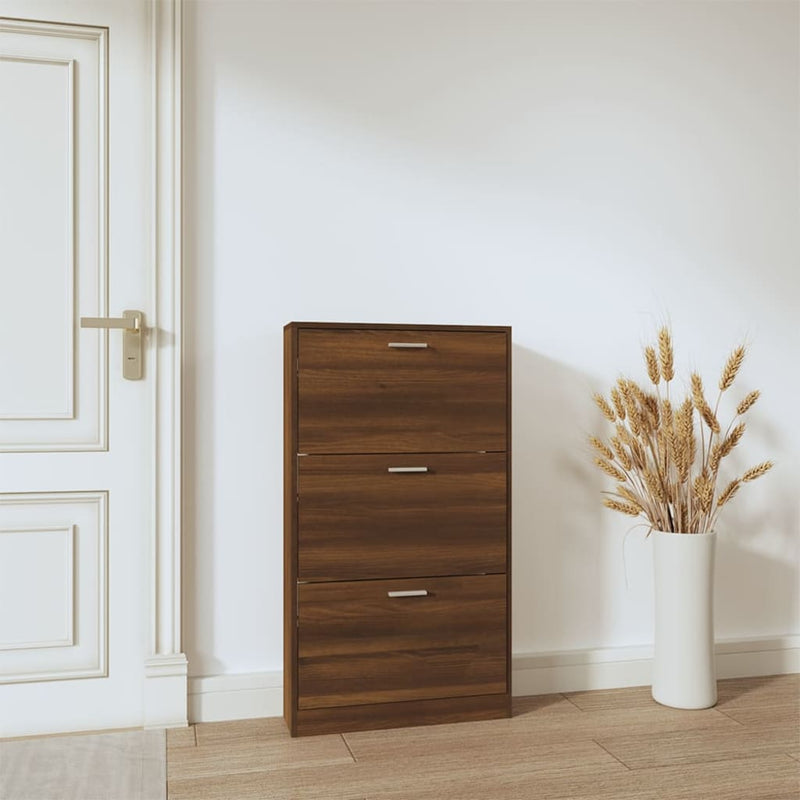 Load image into Gallery viewer, Vidaxl schoenenkast 59x17x108 cm bewerkt hout bruin eikenkleur
