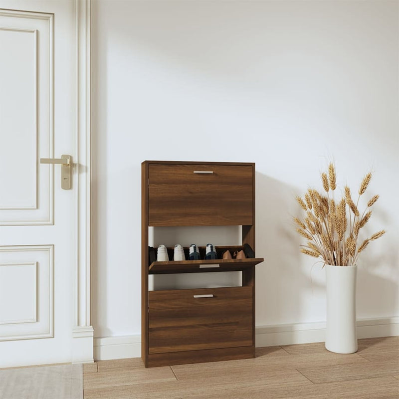 Load image into Gallery viewer, Vidaxl schoenenkast 59x17x108 cm bewerkt hout bruin eikenkleur
