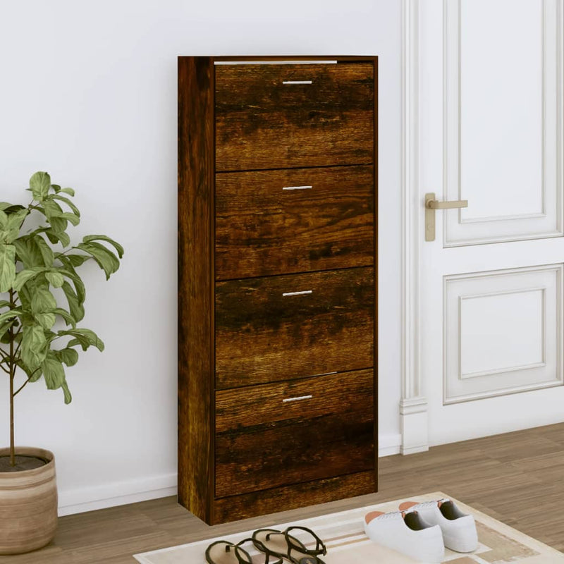 Load image into Gallery viewer, Vidaxl schoenenkast 63x24x147 cm bewerkt hout gerookt eikenkleurig
