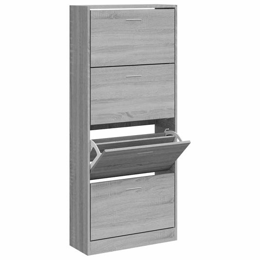 Vidaxl schoenenkast 63x24x147 cm bewerkt hout grijs sonoma