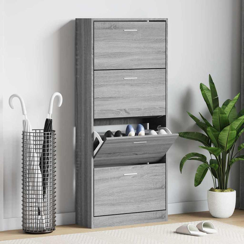 Load image into Gallery viewer, Vidaxl schoenenkast 63x24x147 cm bewerkt hout grijs sonoma
