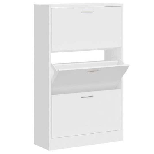 Vidaxl schoenenkast 63x24x103 cm bewerkt hout hoogglans wit