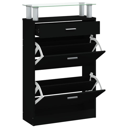 Vidaxl schoenenkast 63x24x104 cm bewerkt hout zwart