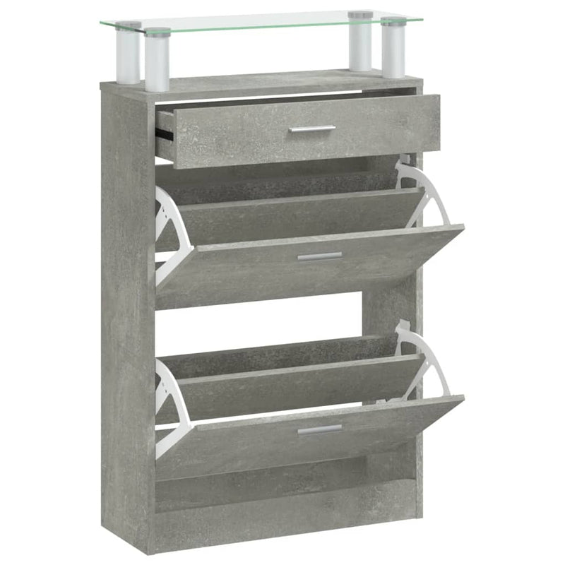 Load image into Gallery viewer, Vidaxl schoenenkast 63x24x104 cm bewerkt hout betongrijs
