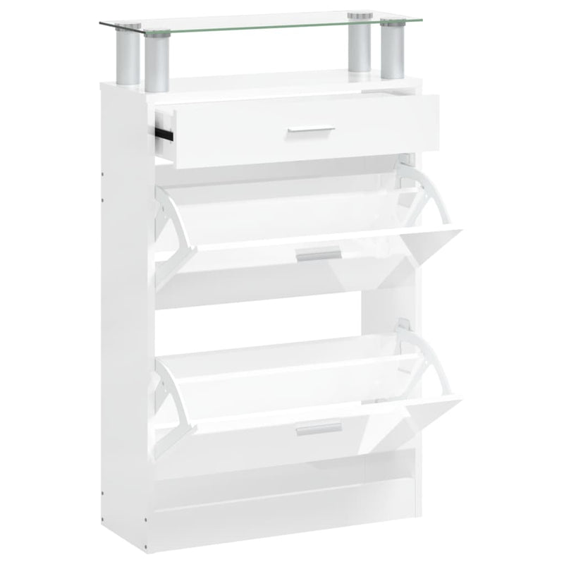 Load image into Gallery viewer, Vidaxl schoenenkast 63x24x104 cm bewerkt hout hoogglans wit

