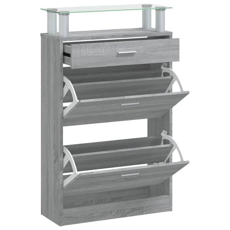 Load image into Gallery viewer, Vidaxl schoenenkast 63x24x104 cm bewerkt hout grijs sonoma eikenkleur

