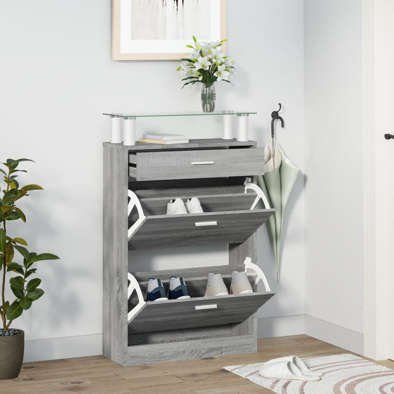 Load image into Gallery viewer, Vidaxl schoenenkast 63x24x104 cm bewerkt hout grijs sonoma eikenkleur
