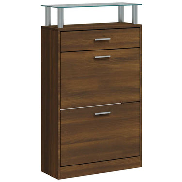 Vidaxl schoenenkast 63x24x104 cm bewerkt hout bruin eikenkleur