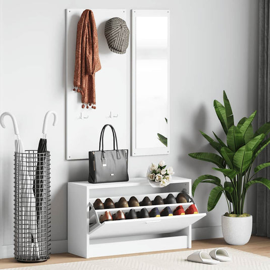 Vidaxl schoenenkastset 3-in-1 bewerkt hout wit