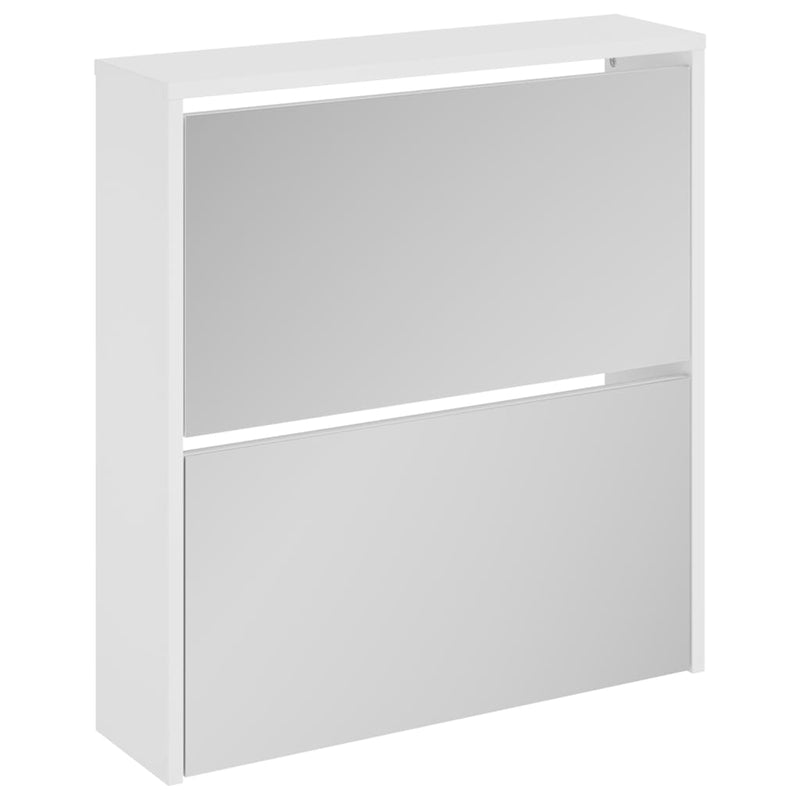 Load image into Gallery viewer, Vidaxl schoenenkast met spiegel 2-laags 63x17x67 cm hoogglans wit

