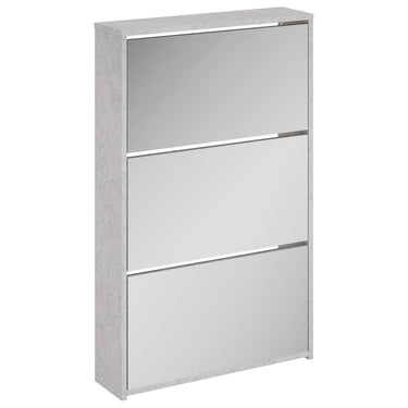 Vidaxl schoenenkast met spiegel 3-laags 63x17x102,5 cm betongrijs