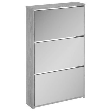 Vidaxl schoenenkast met spiegel 3-laags 63x17x102,5 cm grijs sonoma