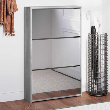 Vidaxl schoenenkast met spiegel 3-laags 63x17x102,5 cm grijs sonoma