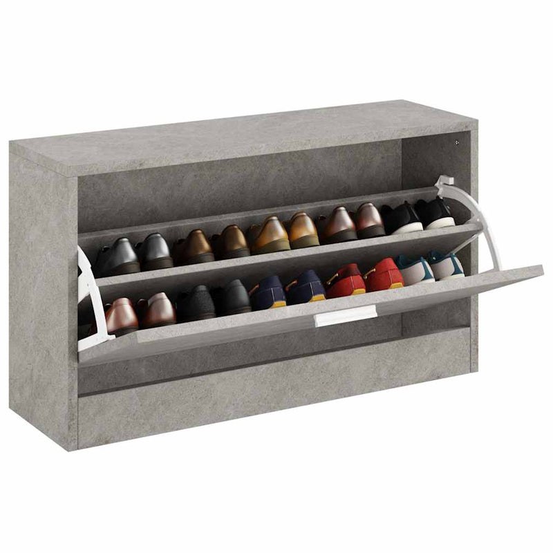 Load image into Gallery viewer, Vidaxl schoenenbank 80x24x45 cm bewerkt hout betongrijs
