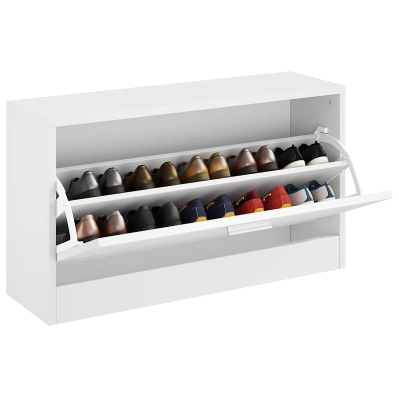 Load image into Gallery viewer, Vidaxl schoenenrek 80x24x45 cm bewerkt hout hoogglans wit
