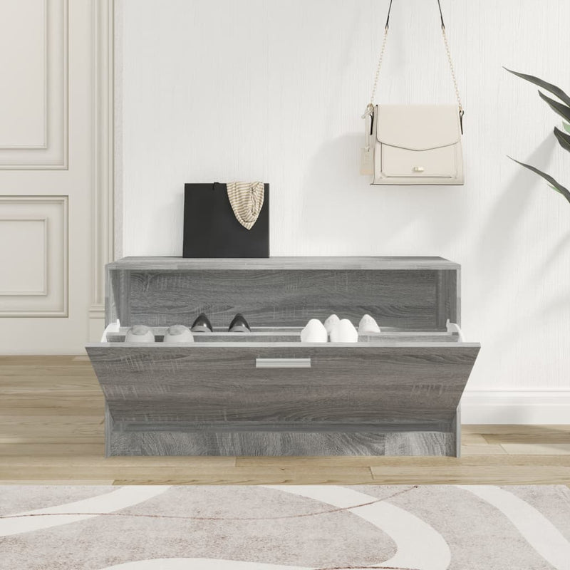Load image into Gallery viewer, Vidaxl schoenenbank 80x24x45 cm bewerkt hout grijs sonoma eikenkleur

