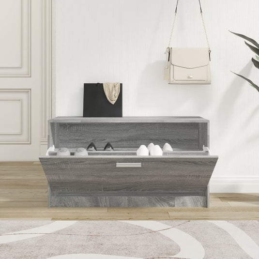 Vidaxl schoenenbank 80x24x45 cm bewerkt hout grijs sonoma eikenkleur