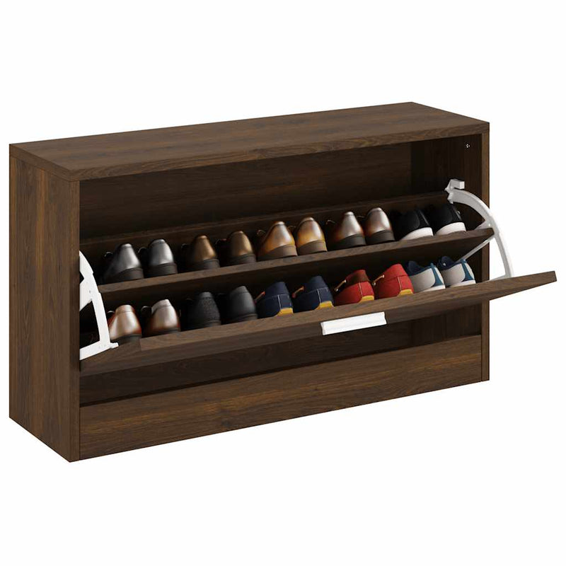 Load image into Gallery viewer, Vidaxl schoenenbank 80x24x45 cm bewerkt hout bruin eikenkleur
