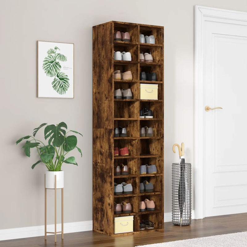Load image into Gallery viewer, VidaXL Schoenenkast 54x34x183 cm bewerkt hout gerookt eikenkleurig
