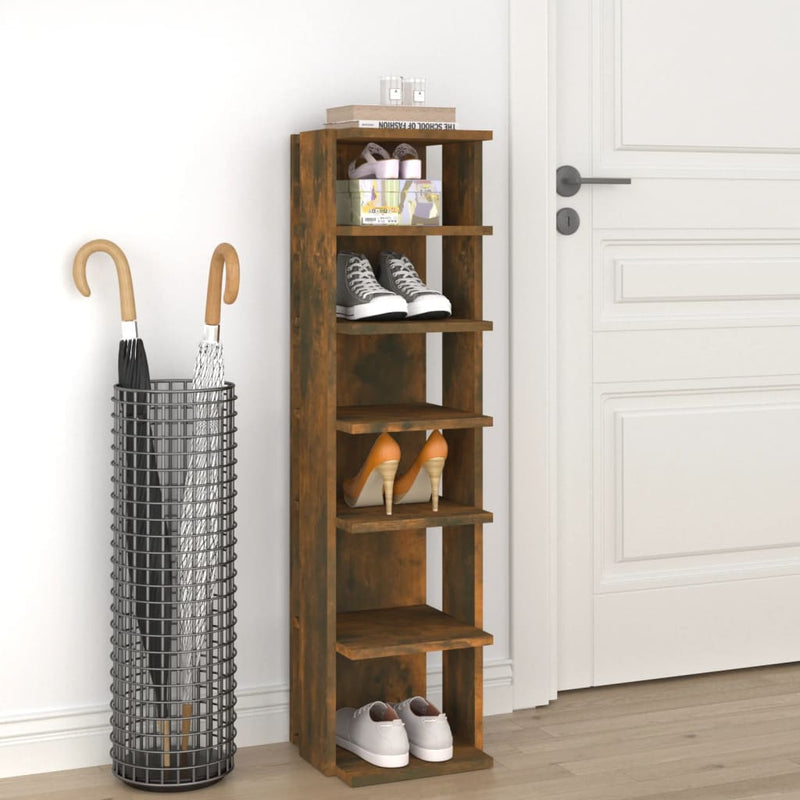 Load image into Gallery viewer, Vidaxl schoenenrek 27,5x27x102 cm bewerkt hout gerookt eikenkleurig
