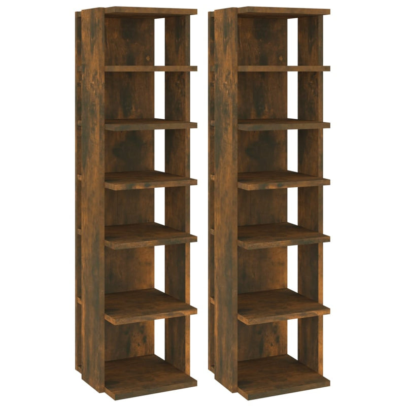 Load image into Gallery viewer, Vidaxl schoenenrekken 2 st 27,5x27x102 cm bewerkt hout gerookt eiken
