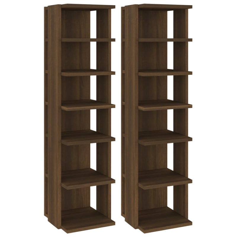 Load image into Gallery viewer, Vidaxl schoenenrekken 2 st 27,5x27x102 cm bewerkt hout bruineiken
