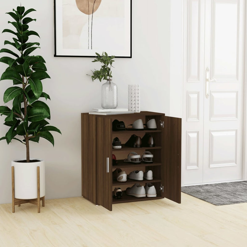 Load image into Gallery viewer, Vidaxl schoenenkast 60x35x70 cm bewerkt hout bruin eikenkleur
