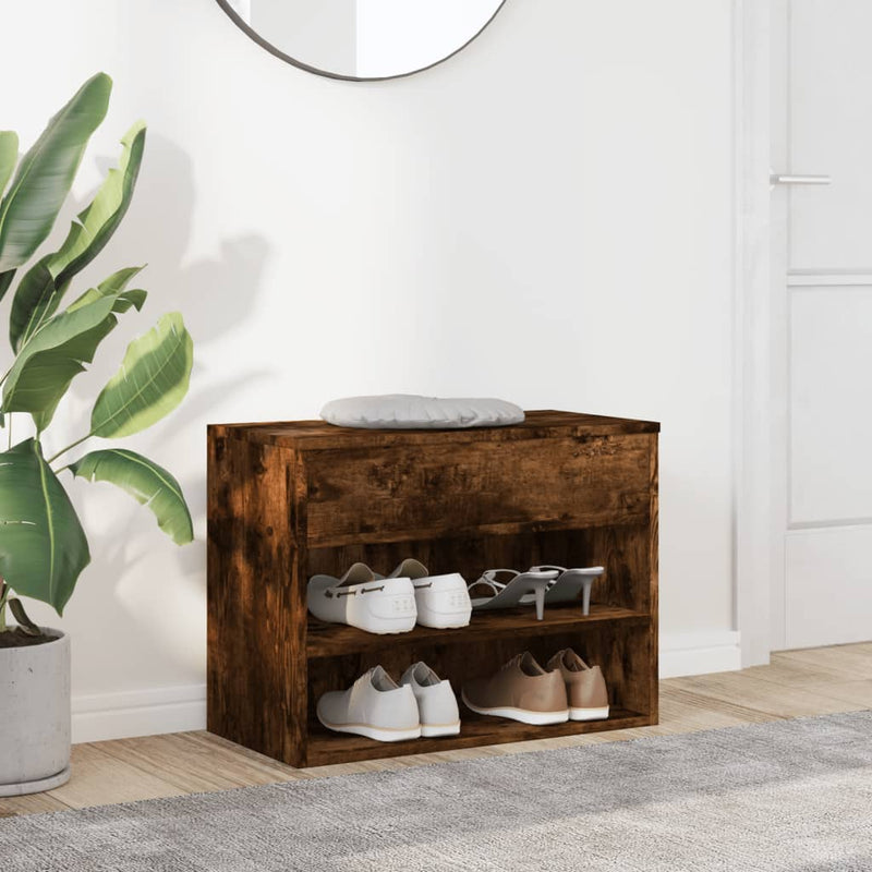 Load image into Gallery viewer, Vidaxl schoenenbank 60x30x45 cm bewerkt hout gerookt eikenkleurig
