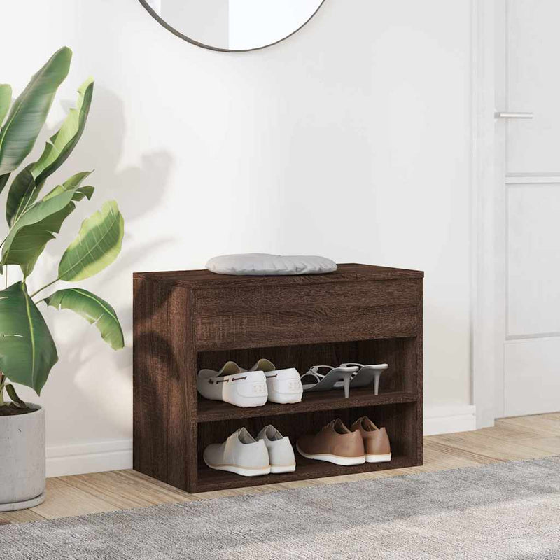 Load image into Gallery viewer, Vidaxl schoenenbank 60x30x45 cm bewerkt hout bruin eikenkleur
